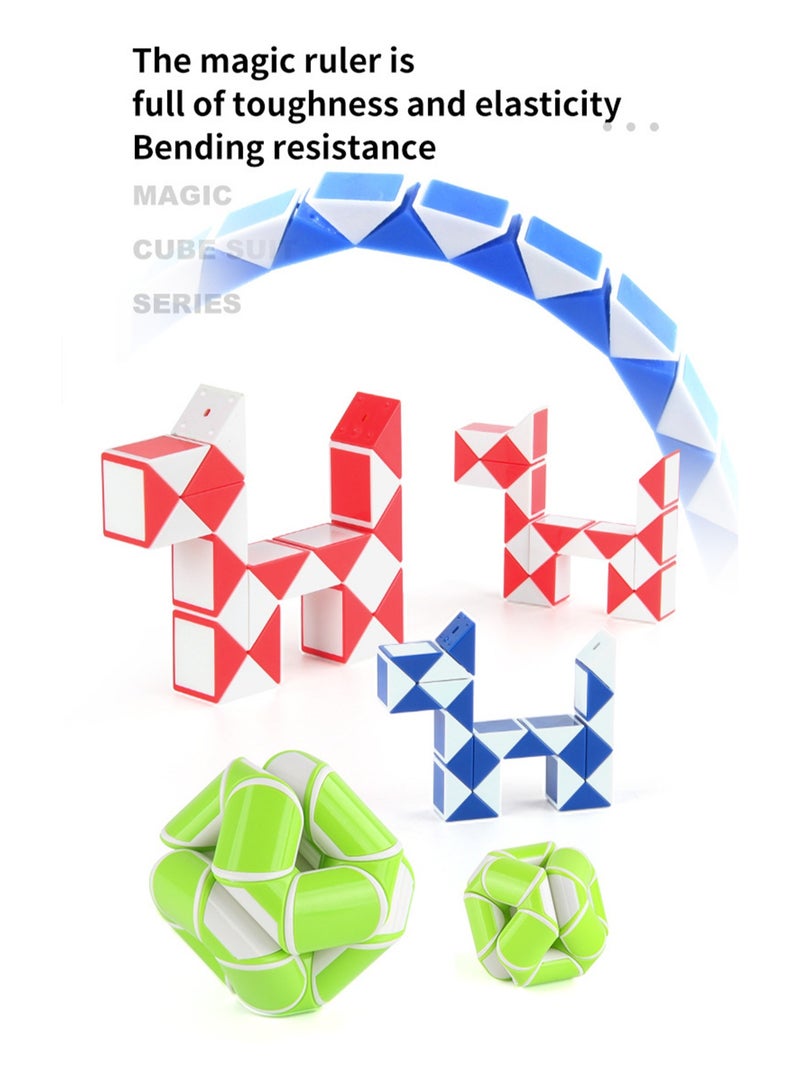 مجموعة صندوق هدايا سلسلة مكعب روبيك ومسطرة روبيك من الدرجة الثانية والثالثة مرآة مكعب روبيك ألعاب تعليمية وتعليمية علمية للأطفال (رقم FX7864 مجموعة مكعبات روبيك) - Image 5